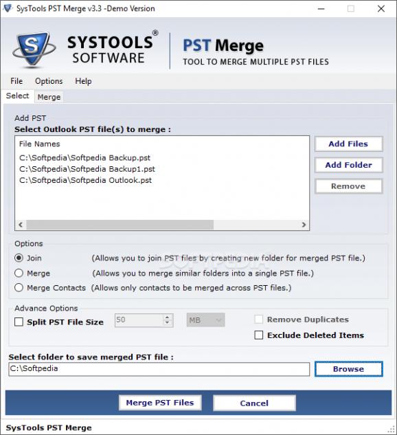 SysTools PST Merge screenshot