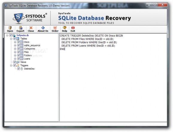 SysTools SQLite Database Recovery screenshot