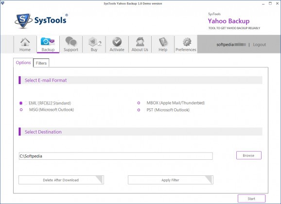 SysTools Yahoo Backup screenshot