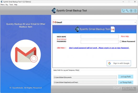 Sysinfo Gmail Backup Tool screenshot