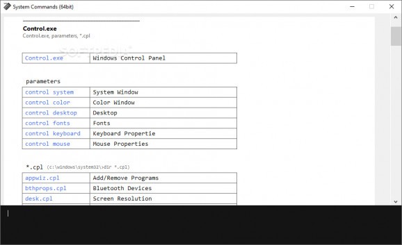 System Commands screenshot