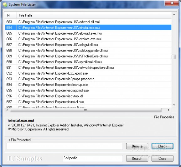 System Files Lister screenshot