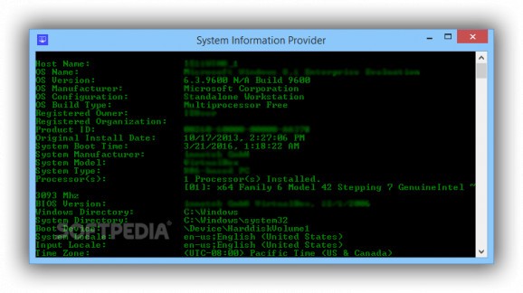 System information provider screenshot