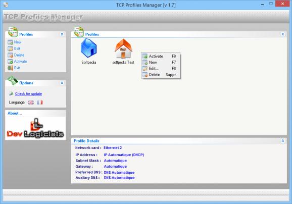 TCP Profiles Manager screenshot
