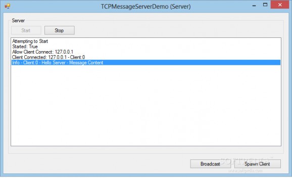 TCPMessageServer screenshot