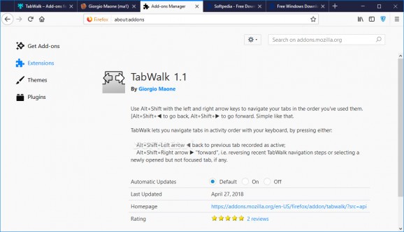 TabWalk for Firefox screenshot