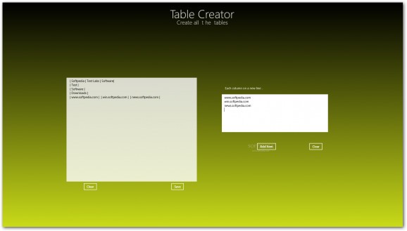 Table Creator screenshot