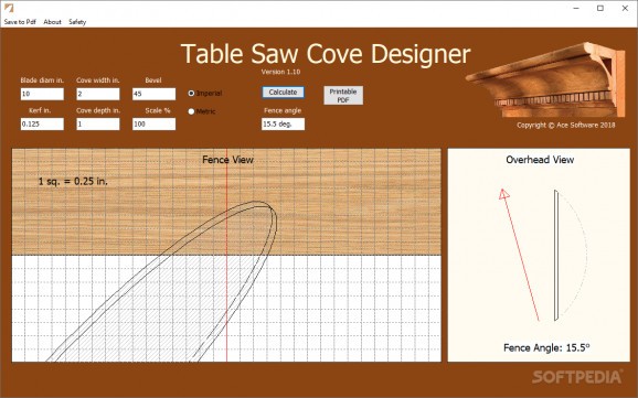 Table Saw Cove Designer screenshot