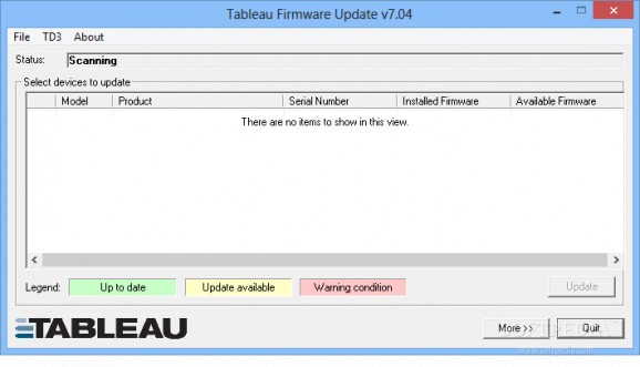 Tableau Firmware Update screenshot