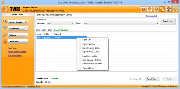 Tala Web Email Extractor (TWEE) Express Edition screenshot