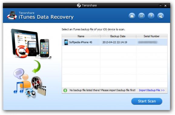 Tenorshare iTunes Data Recovery screenshot