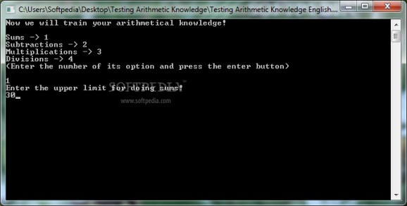 Testing Arithmetic Knowledge Portable screenshot
