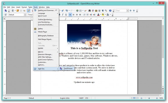 Text2Picture for OpenOffice screenshot