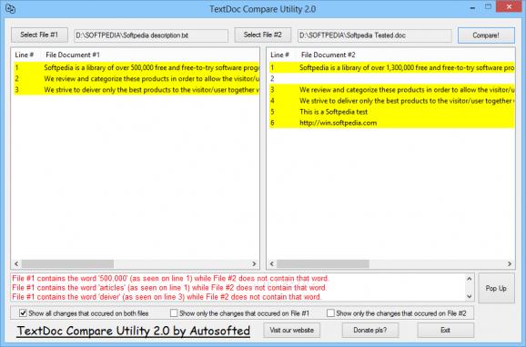 TextDoc Compare Utility screenshot