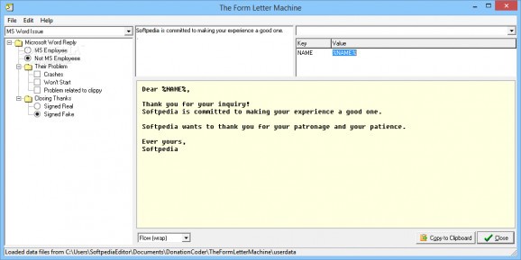 The Form Letter Machine screenshot