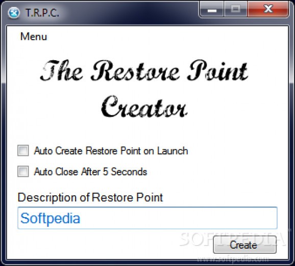 The Restore Point Creator screenshot