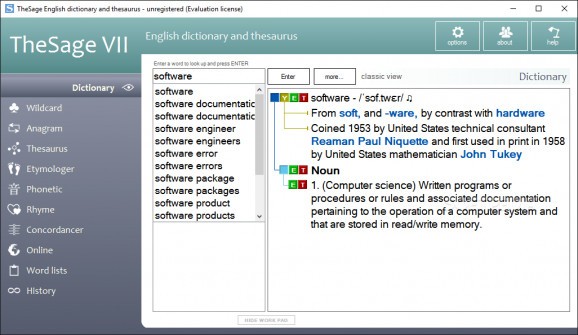 TheSage English Dictionary and Thesaurus screenshot