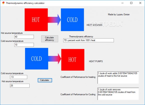 Thermodynamic Efficiency Calculator screenshot