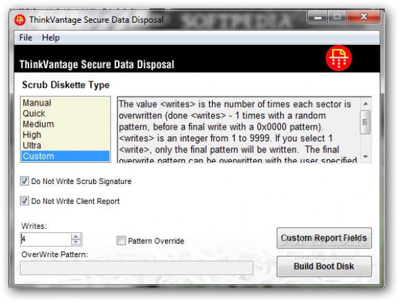 ThinkVantage Secure Data Disposal screenshot