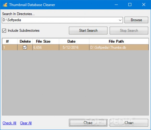 Thumbnail Database Cleaner screenshot