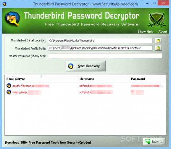 Thunderbird Password Decryptor screenshot