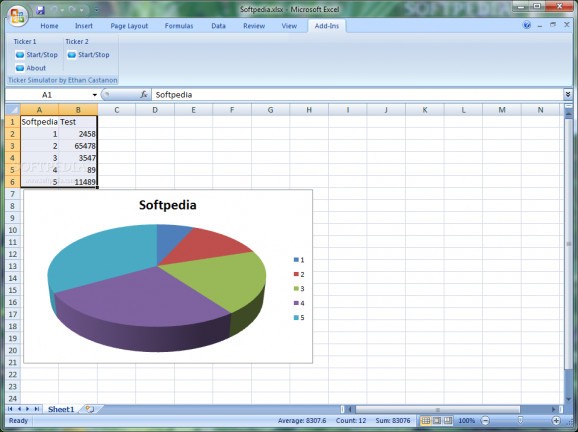 Ticker Simulator Add-In for Excel screenshot