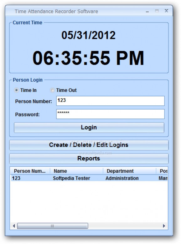 Time Attendance Recorder Software screenshot