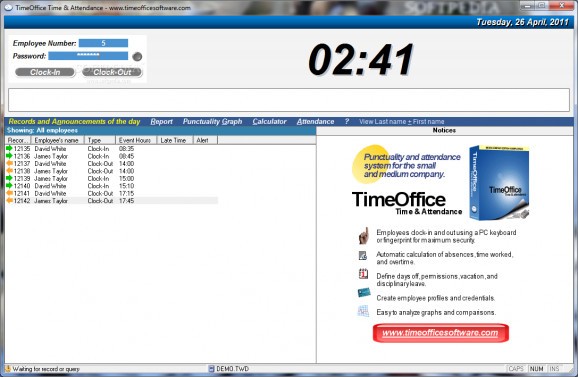 TimeOffice screenshot