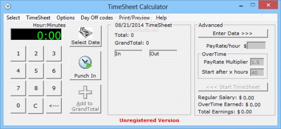 TimeSheet Calculator screenshot