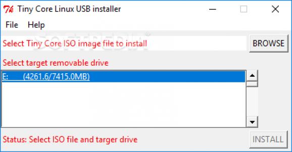 Tiny Core Linux USB installer screenshot
