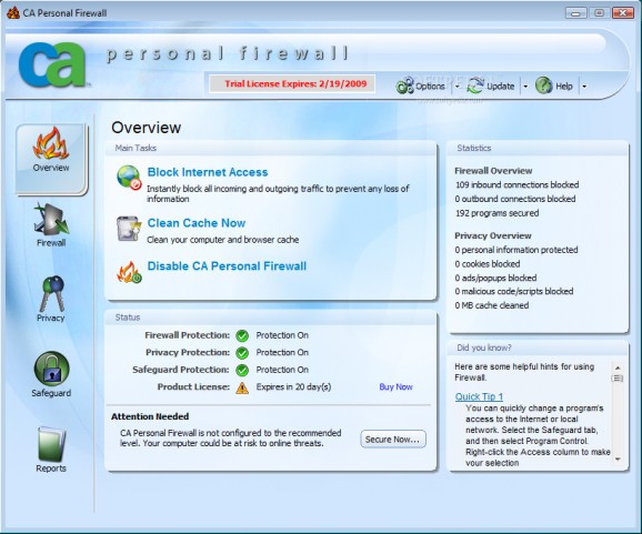 CA Personal Firewall 2009 screenshot