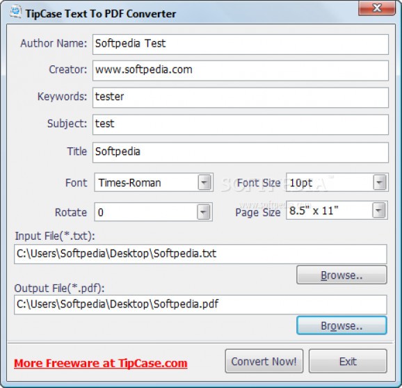 TipCase Text To PDF Converter screenshot