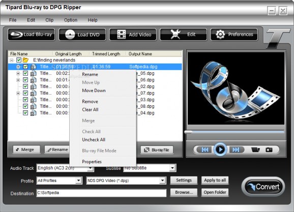 Tipard Blu-ray to DPG Ripper screenshot