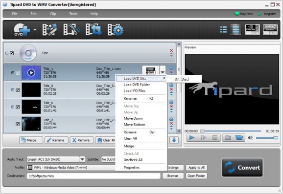 Tipard DVD to WMV Converter screenshot