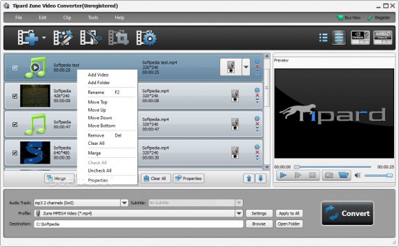 Tipard Zune Video Converter screenshot