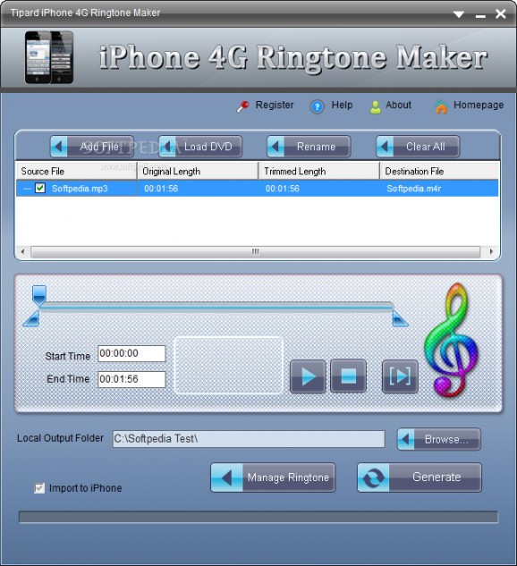 Tipard iPhone 4G Ringtone Maker screenshot