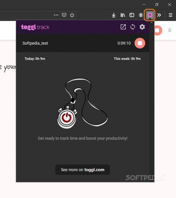 Toggl Track for Firefox screenshot