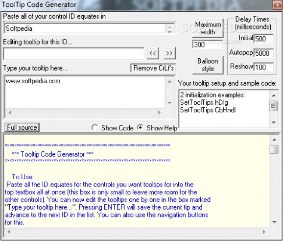 Tooltip Code Generator screenshot