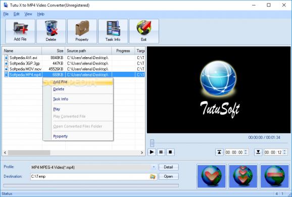 Tutu X to MP4 Video Converter screenshot