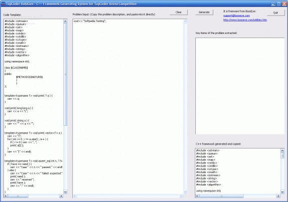 Topcoder AutoGen for Arena C++ screenshot
