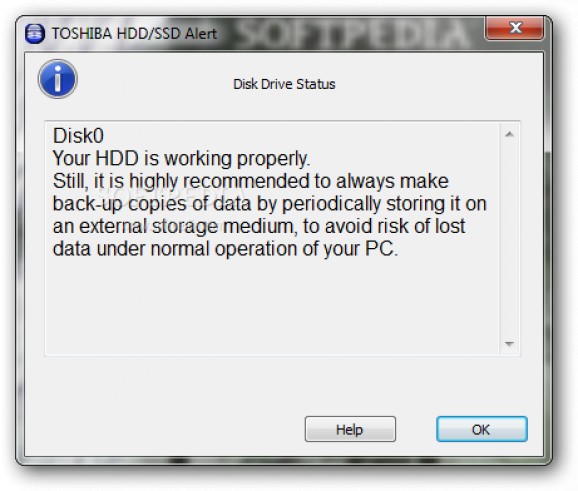 Toshiba HDD/SSD Alert screenshot