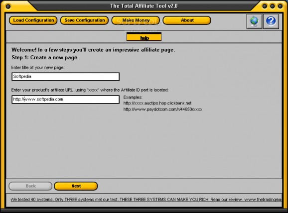 Total Affiliate Page Creator Tool screenshot