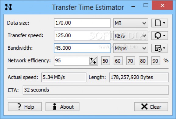 Transfer Time Estimator screenshot