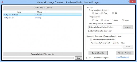 Clarest XPS2Image Converter (formerly TreasureUP XPS to Image Converter) screenshot