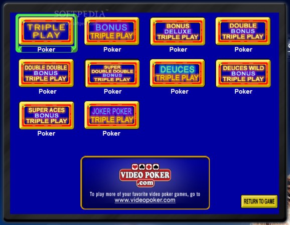 Triple Play Video Poker Gadget screenshot