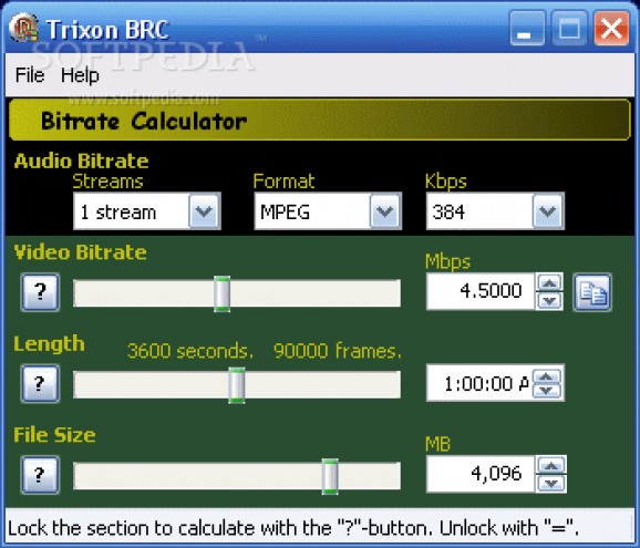 Trixon BRC - Bitrate Calculator screenshot