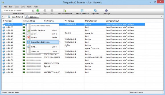 Trogon MAC Scanner screenshot