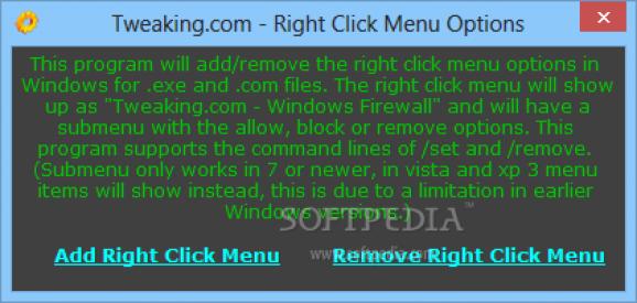 (Right Click) Allow, Block or Remove - Windows Firewall screenshot