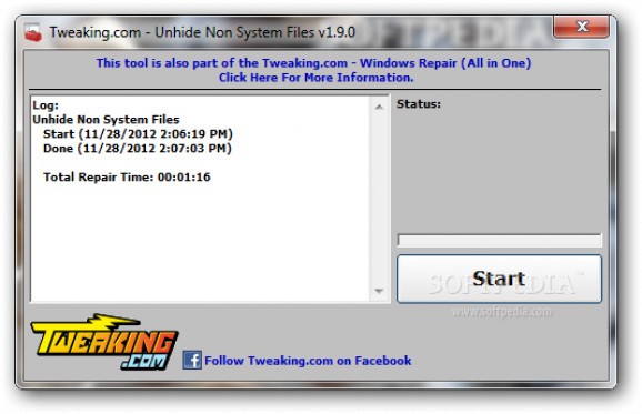 Tweaking.com - Unhide Non System Files screenshot