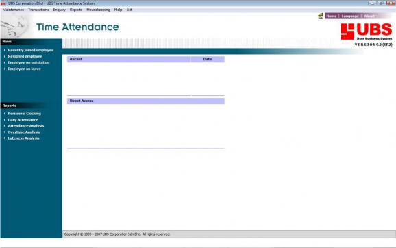 UBS Time Attendance System screenshot